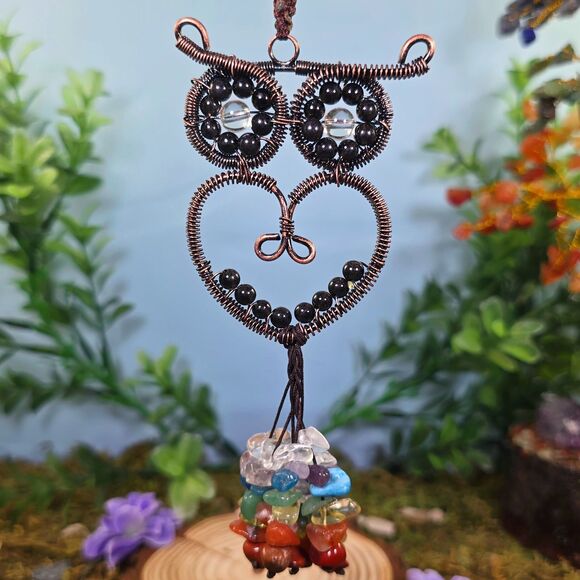 Handmade Obsidian Crystal Owl Décor #86 - Picture 1 of 2
